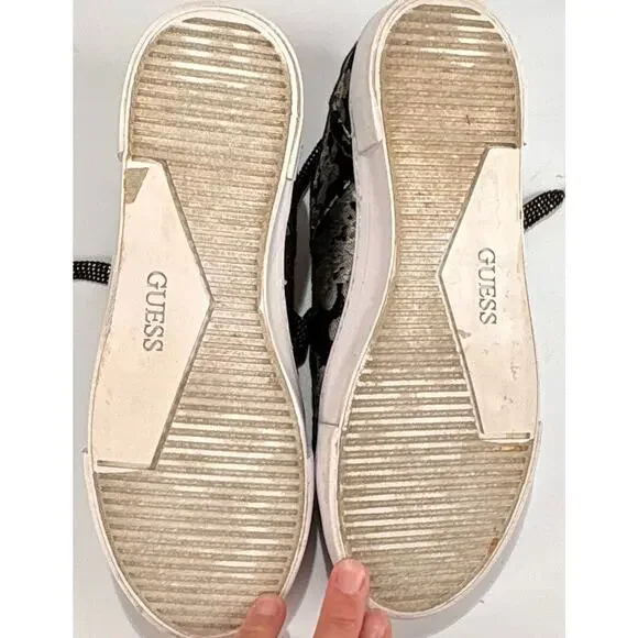 Guess Goodone5 Floral Shoes Size 9 Black Tennis Shoe Bloomcore Coquette Sneakers - Picture 7 of 11